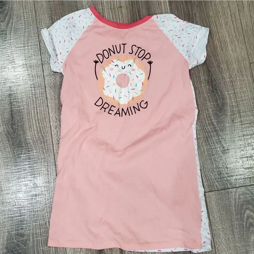 Girl Pajama Set Size 7-8 Cat & Jack Pink Dress & Justice Pink Llama Pajama Shirt